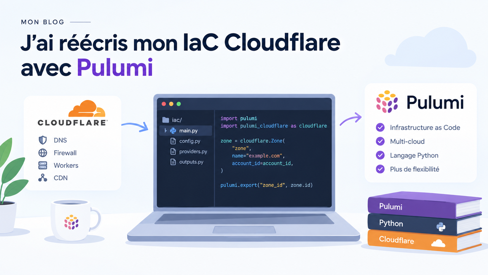 Featured image of post J'ai réécrit mon IaC Cloudflare avec Pulumi