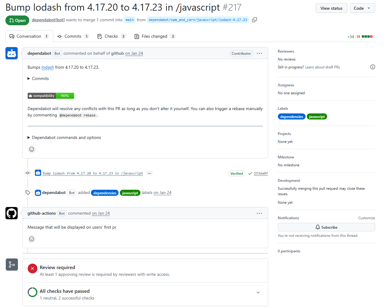 Dependabot PR