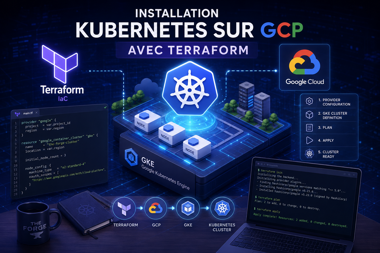 Featured image of post TheForge #1 — Création d'un cluster Kubernetes sur GCP avec Terraform